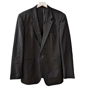 REISS Men's Black Pinstripe Wool & Mohair Blend Single Button Blazer Size 42